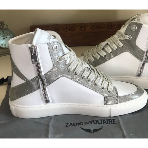 NIB ZADIG & VOLTAIRE HIGH FLASH INFINITY PATENT HIGH-TOP SNEAKERS SIZE 38 / US 7 - Picture 9 of 14